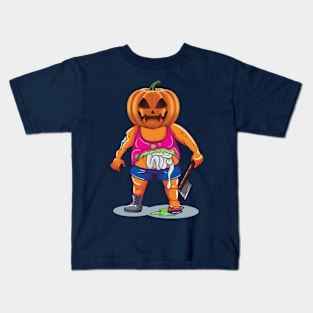 Zombie Pumpkin Halloween Party Gift Axe Kids T-Shirt